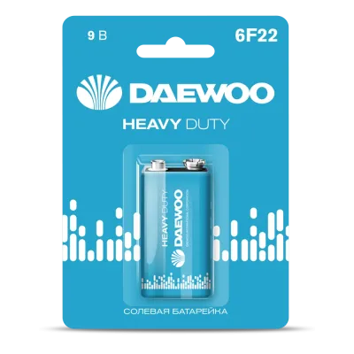 Элемент питания  6F22 9V DAEWOO солевая Heavy Duty блистер, 1 шт.