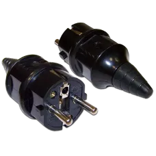 Вилка CEE7/7 Schuko 16A 250V прямая чёрная