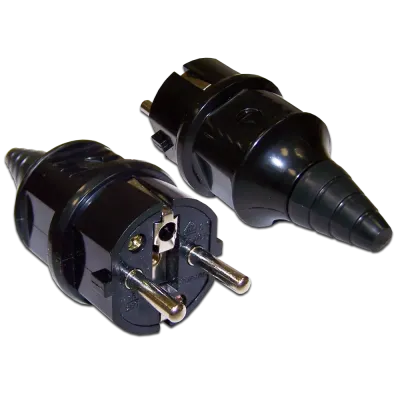 Вилка CEE7/7 Schuko 16A 250V прямая чёрная