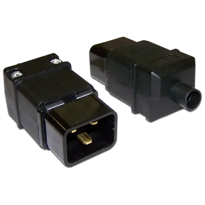 Вилка IEC C20 16A 250V прямая разборная чёрная