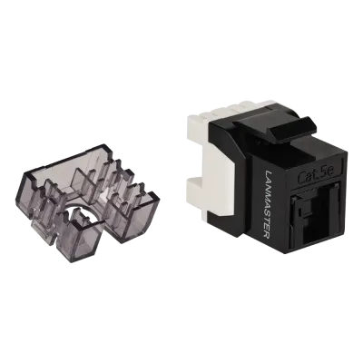 Модуль Keystone, RJ45, неэкранированный, кат.5E, со встроенной шторкой, 180 градусов, черный