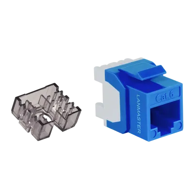 Модуль Keystone, RJ45, неэкранированный, кат.6, без шторки, 180 градусов, синий