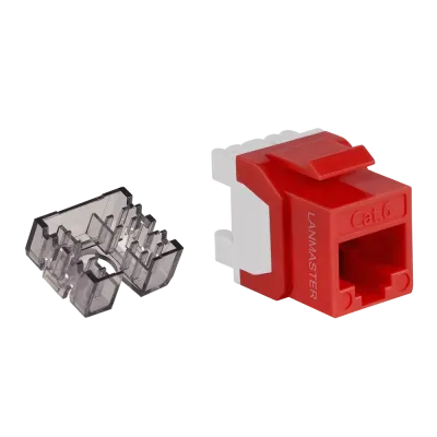 Модуль Keystone, RJ45, неэкранированный, кат.6, без шторки, 180 градусов, красный