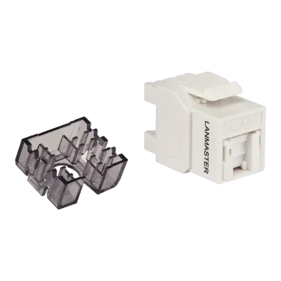 Модуль Keystone, RJ45, неэкранированный, кат.6, со встроенной шторкой, 180 градусов, белый