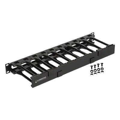 Органайзер кабельный 19'' c пластиковыми пальцами и крышкой, 1U