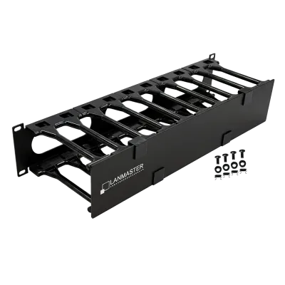 Органайзер кабельный 19'' c пластиковыми пальцами и крышкой, 2U