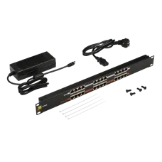 Патч-панель POE 19'' 12 портов с одним блоком питания 48V 120W