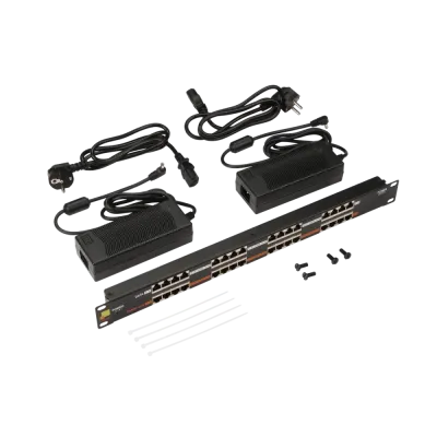 Патч-панель POE 19'' 16 портов с двумя блоками питания 48V 120W