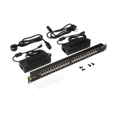 Патч-панель POE 19'' 24 порта с двумя блоками питания 48V 120W