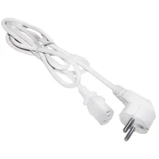 Кабель электропитания C13-Schuko угловая, 3х0.75, 220В, 10А, белый, 1 м