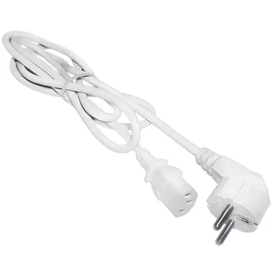 Кабель электропитания C13-Schuko угловая, 3х0.75, 220В, 10А, белый, 1 м