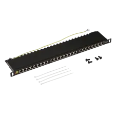 Патч-панель 19'' компактная экранированная 24 порта RJ45 кат.5E 0.5U с задним органайзером