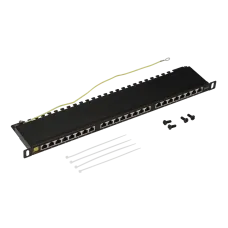 Патч-панель 19'' компактная экранированная 24 порта RJ45 кат.6 0.5U с задним органайзером
