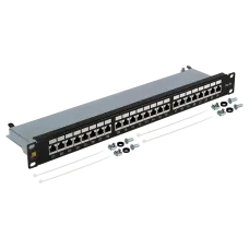 Патч-панель 19'' 1U 24 порта RJ45 экранированная кат.5E