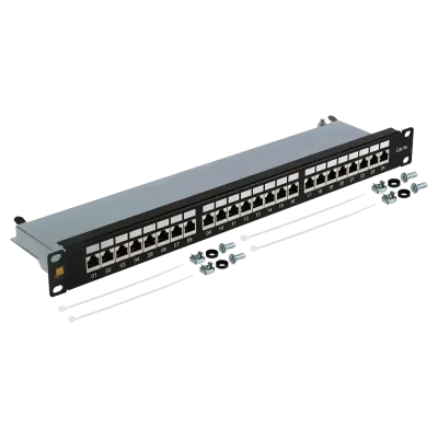 Патч-панель 19'' 1U 24 порта RJ45 экранированная кат.5E