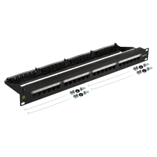 Патч-панель 19'' 1U 24 порта RJ45 неэкранированная кат.6A с задним органайзером с фиксаторами кабеля