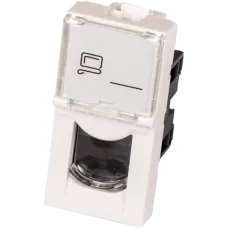 Вставка Mosaic 22.5x45,RJ-45 UTP,кат.6,со шторкой и увеличенным окном маркировки,белая