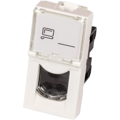 Вставка Mosaic 22.5x45,RJ-45 UTP,кат.6,со шторкой и увеличенным окном маркировки,белая