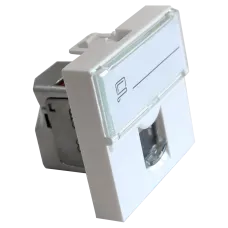 Вставка 45x45 (аналог Mosaic), RJ-45 STP, кат.6, со шторкой и увеличенным окном маркировки, белая