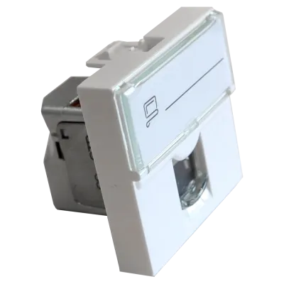 Вставка 45x45 (аналог Mosaic), RJ-45 STP, кат.6, со шторкой и увеличенным окном маркировки, белая