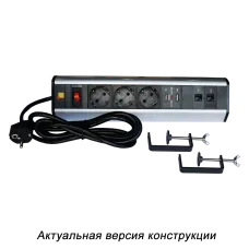 Блок розеток настольный 1Ф 16A 3xSchuko+2USB+2xRJ45 2м