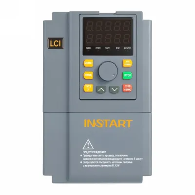 Преобразователь частоты LCI-G1.5-P2.2-4B 1.5-2.2 кВт, 3.7А-5.0А трехфазный, 342-440В, 50Гц-60Гц, IP20, c встроенным тормозным модулем и сьемной панелью управления