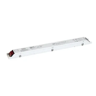 Источник питания LED, 80Вт, вход 180…295В AC, 47…63Гц254…420В DC, ККМ, выход в режиме пост. мощности 27…56В1400…2100мА, изоляция 3750В AC, в кожухе 360х30х21, -25…+85°С