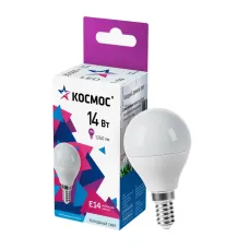 Лампа светодиодная LED 14Вт Шар 220В Е14 D45х80 6500К холодный 1260 лм