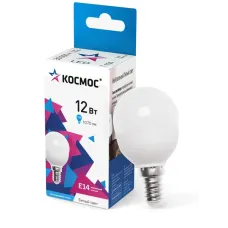 Лампа светодиодная LED 12Вт Шар 220В Е14 D45х90 4500К белый 1070 лм