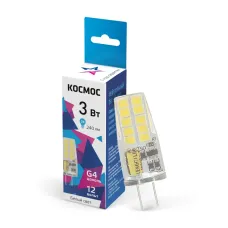 Лампа светодиодная LED 3Вт 12В G4 4500К белый, силикон, 190 лм