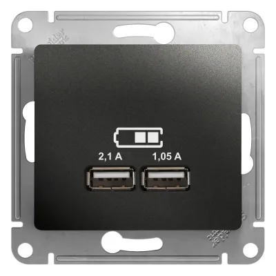 Розетка GLOSSA USB A+A 5В/2100мА 2х5В/1050мА механизм антрацит