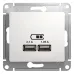 GLOSSA USB РОЗЕТКА, 5В/2100мА, 2х5В/1050мА, механизм, БЕЛЫЙ