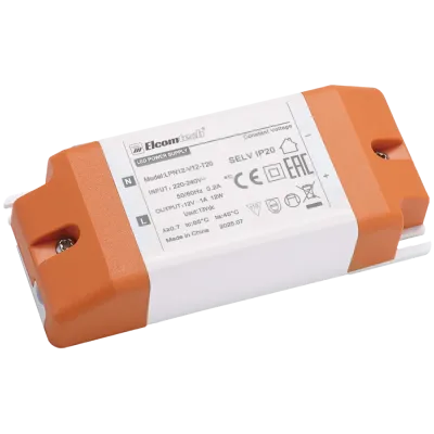 Драйвер светодиодный LED (12Вт 12В), 12W вход 220-240V, выход 12V 1A, IP20