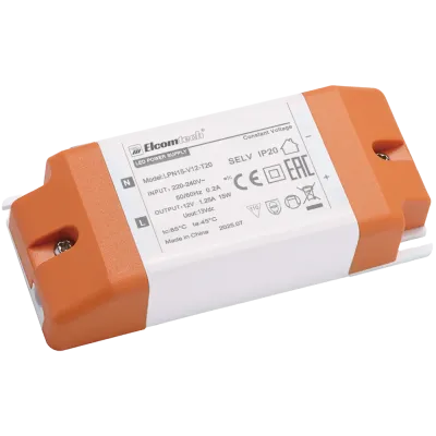 Драйвер светодиодный LED (15Вт 12В), 15W вход 220-240V, выход 12V 1,25A, IP20
