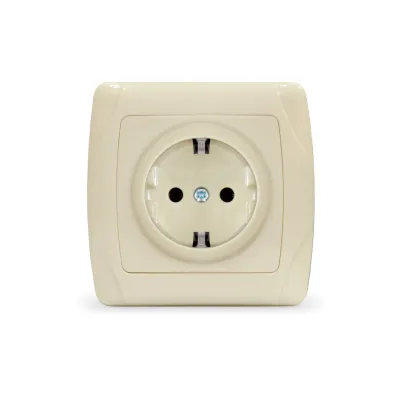 Маргарита розетка одноместная  с/з, с/у, 16А, 220В, сл.кость (ivory) (еврослот)