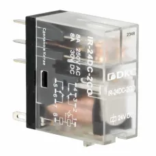 Реле миниатюрное промышленное, 2CO, коммутируемый ток 8 А, AgSnO, напряжение 24V DC, опция – светодиод
