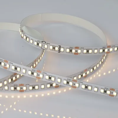 Лента гибкая светодиодная на самоклеящейся основе. ULS-2835-168LED/m-10мм-IP20-DC24V-14W/m-5м-3000K Катушка 5 м. в герметичной упаковке. (3000K)
