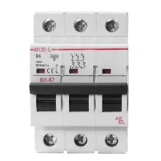 Выключатель автоматический ВА47-MCB-L-3P-B10-AC 3P/10A/B/10кА/230VAC/10кА/400VAC