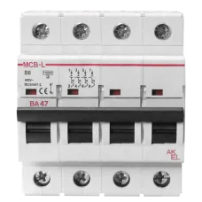 Выключатель автоматический ВА47-MCB-L-4P-B25-AC 4P/25A/B/10кА/230VAC/10кА/400VAC