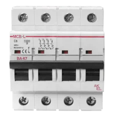 Выключатель автоматический ВА47-MCB-L-4P-C10-AC 4P/10A/C/10кА/230VAC/10кА/400VAC