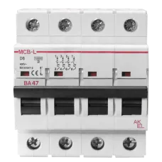 Выключатель автоматический ВА47-MCB-L-4P-D6-AC 4P/6A/D/10кА/230VAC/10кА/400VAC
