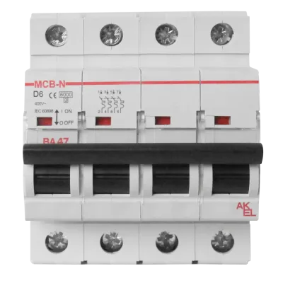 Выключатель автоматический ВА47-MCB-N-4P-D6-AC 4P/6A/D/6кА