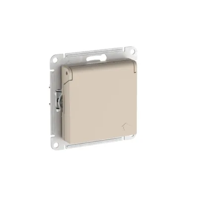 ATLASDESIGN РОЗЕТКА с заземл. со шторк. с крышкой, 16А,IP20,мех., быстрозажимные клеммы, ПЕСОЧНЫЙ