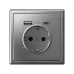 ARTGALLERY розетка 16А с 2 USB A+C, 5В/2,4А/3,0А, 2х5В/1,5А, механизм, сталь