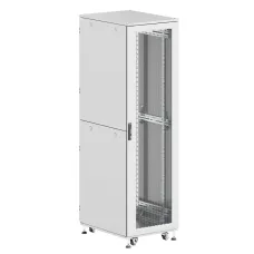 Шкаф напольный разобранный 19'' IT-CQE-N 42U 600x600 мм, крыша с вырубкой, дверь перф. и перф., двойные боковые панели, серый RAL7035