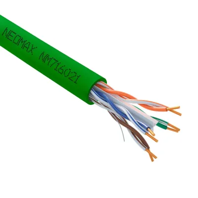 Витая пара U/UTP CAT 6 4x2x0.57 мм 23AWG Медь внутренний PVCLS нгА-LSLTx зеленый Fluke Tested 305м