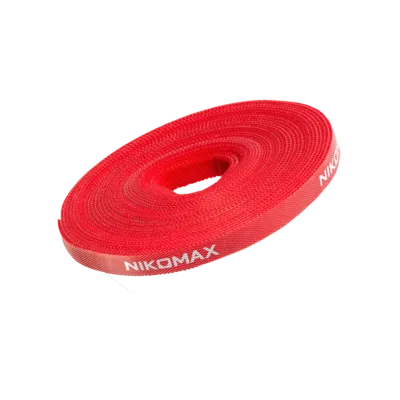 Стяжка-липучка NIKOMAX нарезаемая, в рулоне 5м, ширина 25мм, красная