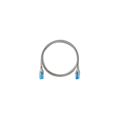 Патч-корд Slim Line U/UTP 4 пары, Кат.6 (Класс E), 250МГц, 2хRJ45/8P8C, T568B, заливной, с защитой защелки, 28AWG (7х0,127мм), LSZH нг(А)-HFLTx, серый, 2м