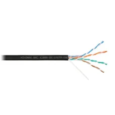 Витая пара U/UTP 4 пары Кат 5e solid BC AWG24 (0.51мм) OUT PE черный 305м