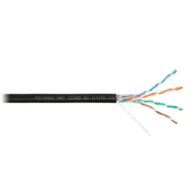 Витая пара U/UTP 4 пары Кат 5e solid BC AWG24 (0.51мм) OUT PE черный 305м